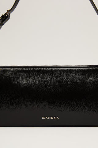 Thin Strap Patent Bag Black