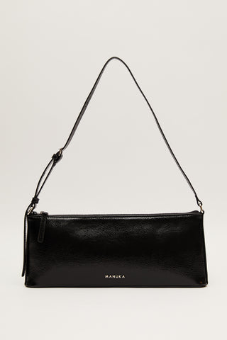 Thin Strap Patent Bag Black