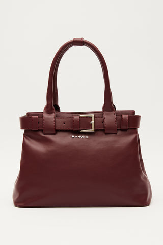 Bella Metal-Buckle Bag Burgundy