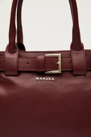 Bella Metal-Buckle Bag Burgundy