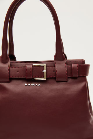 Bella Metal-Buckle Bag Burgundy