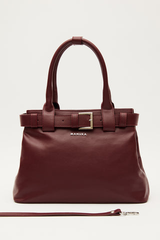 Bella Metal-Buckle Bag Burgundy