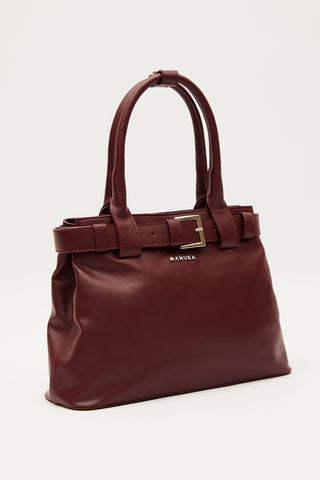 Bella Metal-Buckle Bag Burgundy