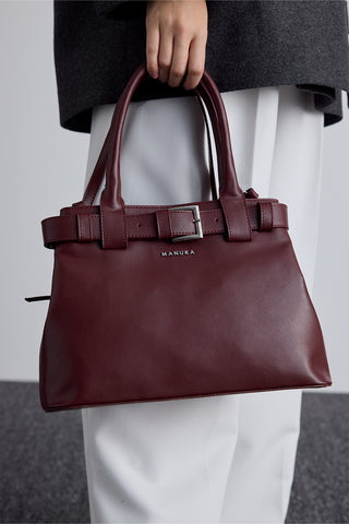 Bella Metal-Buckle Bag Burgundy