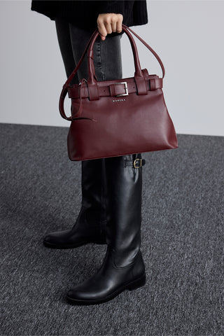 Bella Metal-Buckle Bag Burgundy