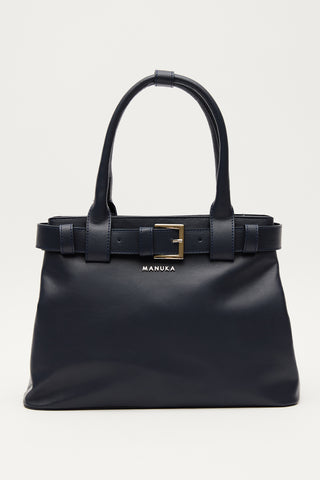 Bella Metal-Buckle Bag Navy Blue