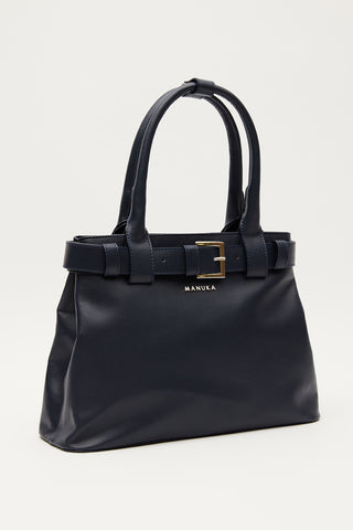 Bella Metal-Buckle Bag Navy Blue