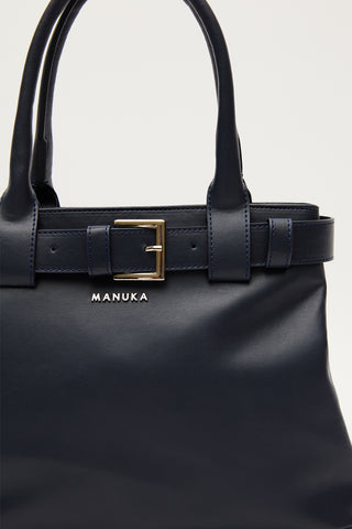 Bella Metal-Buckle Bag Navy Blue