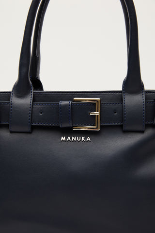 Bella Metal-Buckle Bag Navy Blue