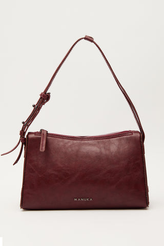 Prism Shaped Faux Leather Bag Burgundy