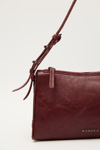 Prism Shaped Faux Leather Bag Burgundy