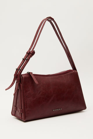 Prism Shaped Faux Leather Bag Burgundy