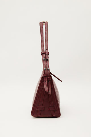 Prism Shaped Faux Leather Bag Burgundy