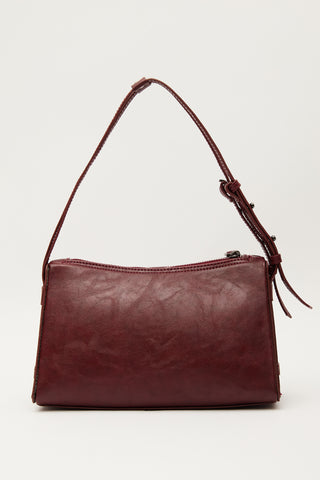 Prism Shaped Faux Leather Bag Burgundy