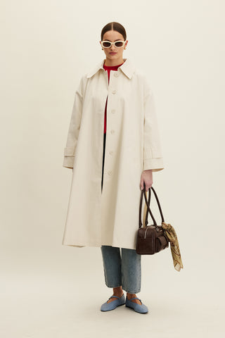 Oversized Belted Gabardine Trench Yellow