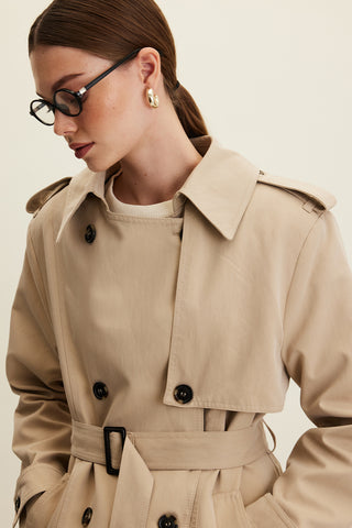 Anika Belted Trench Coat Stone