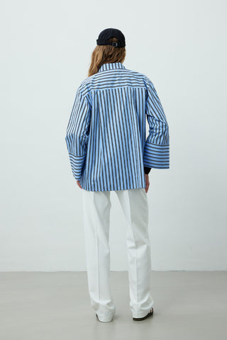 Striped Cotton Shirt Blue Stripe