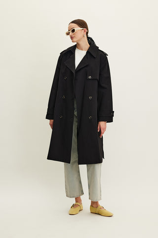 Anika Belted Trench Coat Black