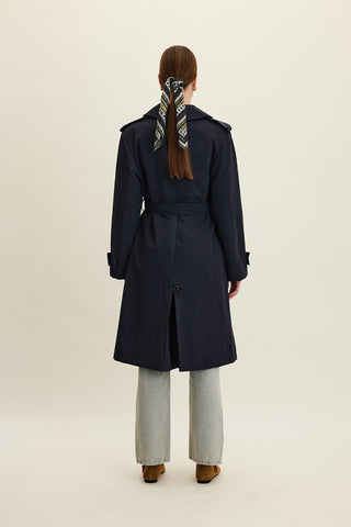 Anika Belted Trench Coat Navy Blue