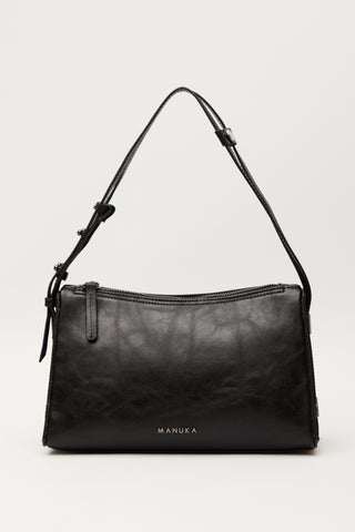 Prism Shaped Faux Leather Bag Black