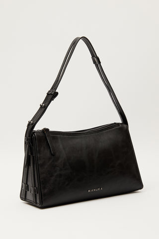 Prism Shaped Faux Leather Bag Black