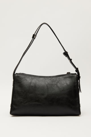 Prism Shaped Faux Leather Bag Black