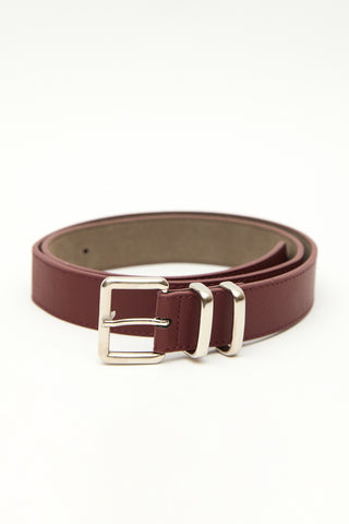 Basic Square Buckle Faux Leather Belt Burgundy