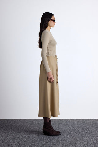Adjustable Waist Skirt Camel