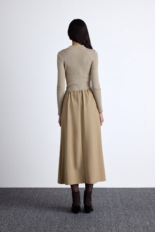 Adjustable Waist Skirt Camel