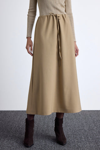 Adjustable Waist Skirt Camel