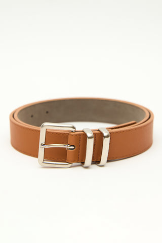 Basic Square Buckle Faux Leather Belt Camel