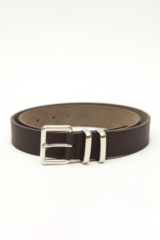 Basic Square Buckle Faux Leather Belt Brown