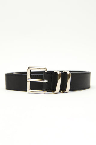 Basic Square Buckle Faux Leather Belt Black