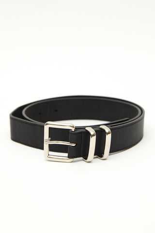 Basic Square Buckle Faux Leather Belt Black