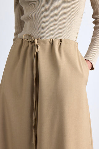 Adjustable Waist Skirt Camel