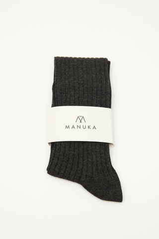 Ribbed Long Socks Anthracite