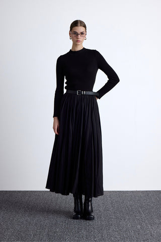 Pleated Maxi Skirt Black