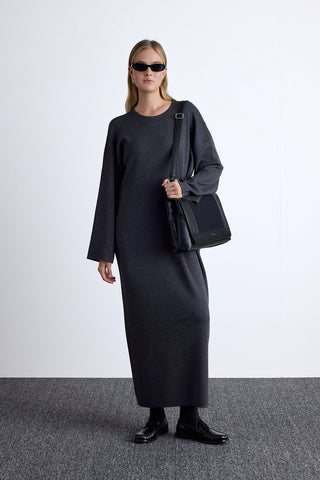 Tie Knit Dress Anthracite