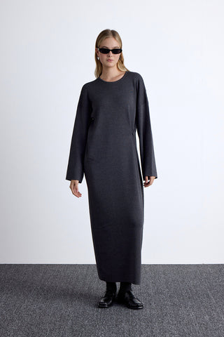 Tie Knit Dress Anthracite