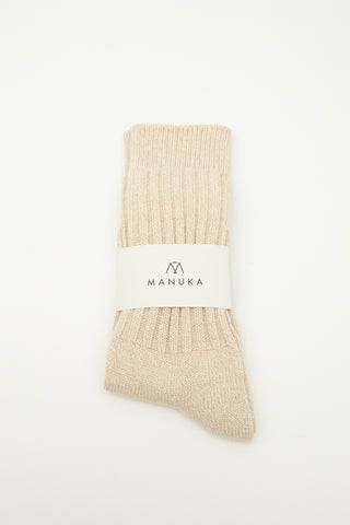 Thick Ribbed Socks Beige