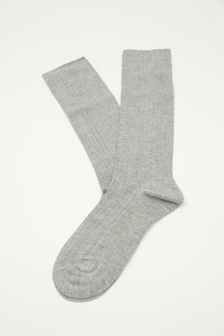 Ribbed Long Socks Grey