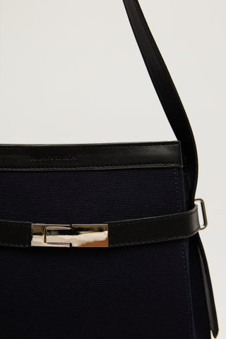 Milo Canvas Baguette Bag Navy Blue