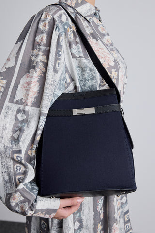 Milo Canvas Baguette Bag Navy Blue