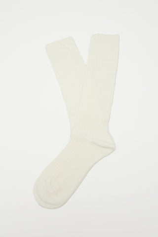 Ribbed Long Socks Ecru
