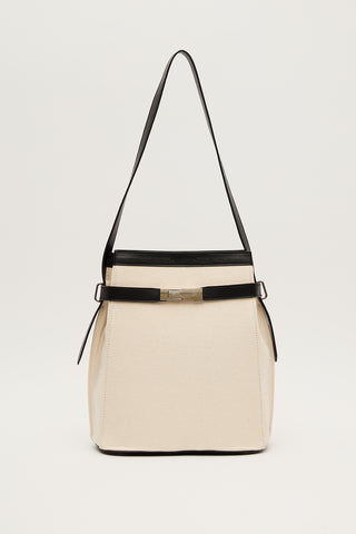 Milo Canvas Baguette Bag Beige