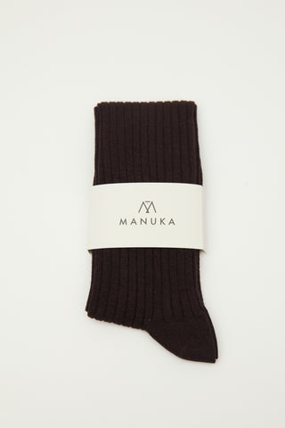 Ribbed Long Socks Dark Brown