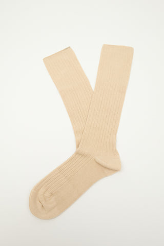 Ribbed Long Socks Beige