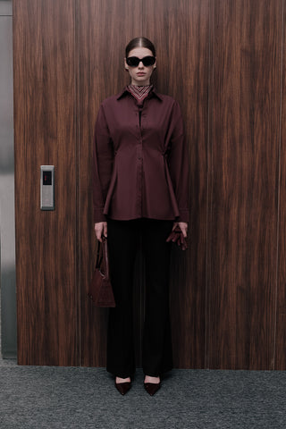 Adjustable Waist Shirt Burgundy