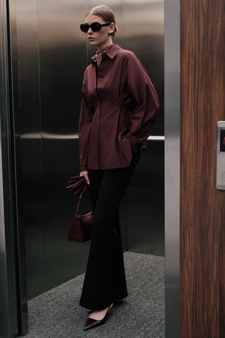 Ayarlanabilir Bel Gömlek Bordo