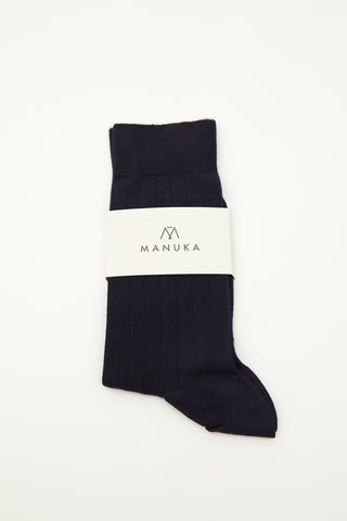 Classic Ribbed Socks Navy Blue